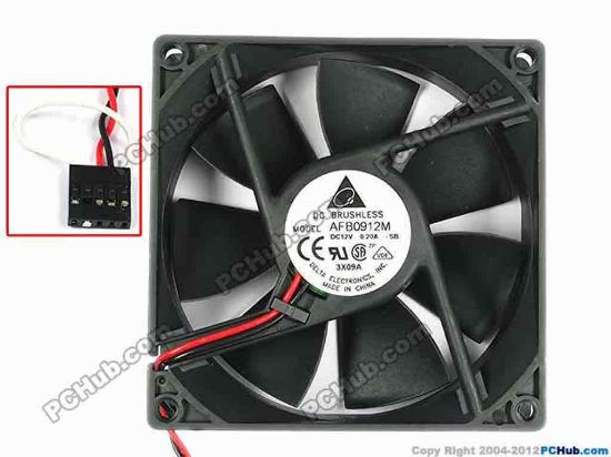 84210 Delta Electronics AFB0912M Server - Square Fan -SB, sq92x92x25, w180x2x4, 12V 0.2A Delta Electronics AFB0912M Server - Square Fan 