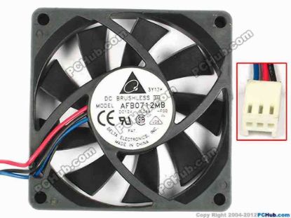 84226 Delta Electronics AFB0712MB Server - Square Fan -F00, sq70x70x10, w105x3x3, 12V 0.24A Delta Electronics AFB0712MB Server - Square Fan 