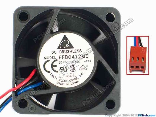 84231 Delta Electronics EFB0412MD Server - Square Fan -F00, sq40x40x20, w190x3x3, 12V 0.1A Delta Electronics EFB0412MD Server - Square Fan 