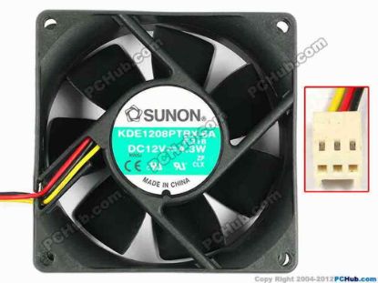 84284 SUNON KDE1208PTBX-6A Server - Square Fan F.318, sq80x80x25, w295x3x3, 12V 4.3A SUNON KDE1208PTBX-6A Server - Square Fan 