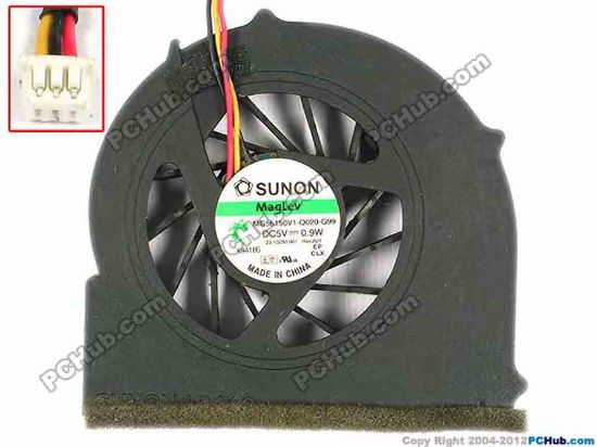 84402 SUNON MG55150V1-Q020-G99 Cooling Fan  23.10283.001, w35x3x3, 5V 0.9W, Without Cover SUNON MG55150V1-Q020-G99 Cooling Fan  