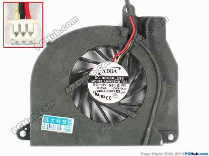 84466 ADDA AD0605HB-TB3 Cooling Fan  CWY73L3M, w20x3x3, 5V 0.25A, Bare ADDA AD0605HB-TB3 Cooling Fan  