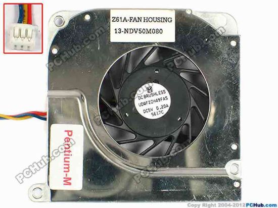 84493 Panasonic UDQF2ZH49FAS Cooling Fan  13NDV50M080, w60x3x3, 5V 0.2A, Bare fan Panasonic UDQF2ZH49FAS Cooling Fan  