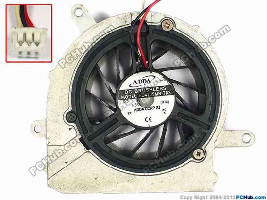 84495 ADDA AD4705MB-TB3 Cooling Fan  R18, w20x3x3, 5V 0.35A, Bare fan ADDA AD4705MB-TB3 Cooling Fan  