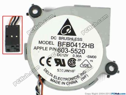 84553 Delta Electronics BFB0412HB Server - Blower Fan -SM00, bw45x15, 185x4x6, 12V 0.30A Delta Electronics BFB0412HB Server - Blower Fan 