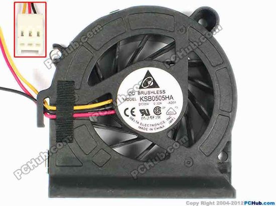 84554 Delta Electronics KSB0505HA Server - Blower Fan -AD31, bw52x50x13, w120x3x3, 5V 0.32A Delta Electronics KSB0505HA Server - Blower Fan