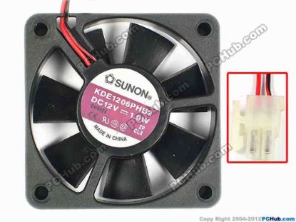 84991 SUNON KDE1206PHB2 Server - Square Fan sq60x60x15, w160x2x2, 12V 1.9W SUNON KDE1206PHB2 Server - Square Fan 