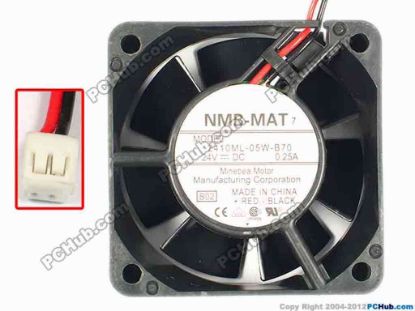 84996 NMB-MAT / Minebea 2410ML-05W-B70 Server - Square Fan B02, sq60x60x25, w50x2x2, 12V 0.25A NMB-MAT / Minebea 2410ML-05W-B70 Server - Square Fan 