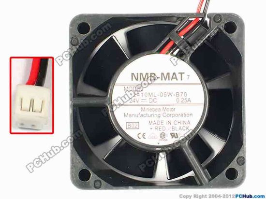 84996 NMB-MAT / Minebea 2410ML-05W-B70 Server - Square Fan B02, sq60x60x25, w50x2x2, 12V 0.25A NMB-MAT / Minebea 2410ML-05W-B70 Server - Square Fan 