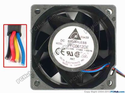 85007 Delta Electronics PFC0612DE Server - Square Fan -6B1N, sq60x60x38, w130x4, 12V1.68A Delta Electronics PFC0612DE Server - Square Fan 