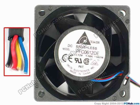 85007 Delta Electronics PFC0612DE Server - Square Fan -6B1N, sq60x60x38, w130x4, 12V1.68A Delta Electronics PFC0612DE Server - Square Fan 