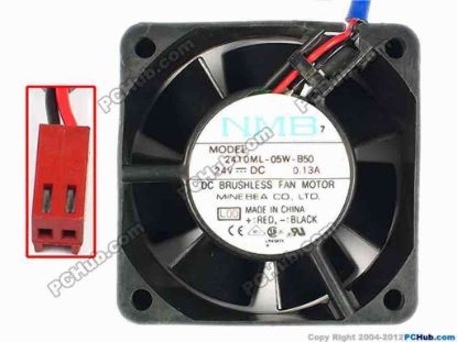 85009 NMB-MAT / Minebea 2410ML-05W-B50 Server - Square Fan L00, sq60x60x25, W140x2x2, 24V 0.13A NMB-MAT / Minebea 2410ML-05W-B50 Server - Square Fan 