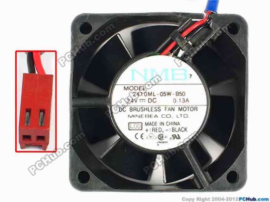 85009 NMB-MAT / Minebea 2410ML-05W-B50 Server - Square Fan L00, sq60x60x25, W140x2x2, 24V 0.13A NMB-MAT / Minebea 2410ML-05W-B50 Server - Square Fan 
