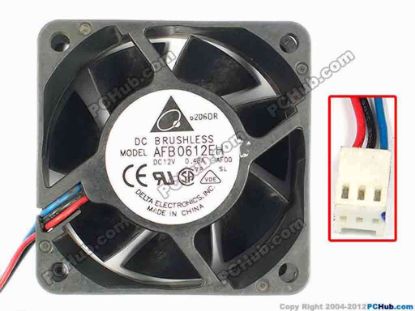 85012 Delta Electronics AFB0612EH Server - Square Fan -AF00, sq60x60x25, w95x3x3, 12V 0.48A Delta Electronics AFB0612EH Server - Square Fan 
