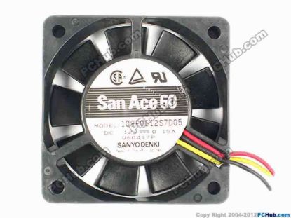 85022 Sanyo Denki 109P0612S7D05 Server - Square Fan sq60x60x15, w15x3,  12V0.15A Sanyo Denki 109P0612S7D05 Server - Square Fan 