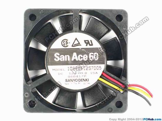 85022 Sanyo Denki 109P0612S7D05 Server - Square Fan sq60x60x15, w15x3,  12V0.15A Sanyo Denki 109P0612S7D05 Server - Square Fan 