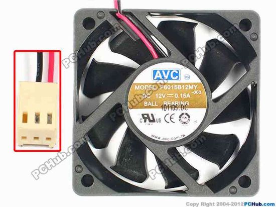 85033 AVC F6015B12MY Server - Square Fan -003, sq60x60x15, w260x2x3, 12V 0.15A AVC F6015B12MY Server - Square Fan 