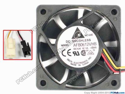 85034 Delta Electronics AFB0612VHB Server - Square Fan -SE05, sq60x60x15, w90x3x4, 12V 0.24A Delta Electronics AFB0612VHB Server - Square Fan 