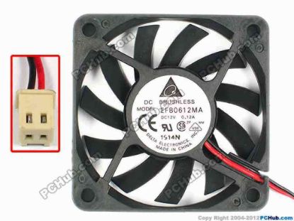 85035 Delta Electronics EFB0612MA Server - Square Fan sq60x60x10, w85x2x2, 12V 0.12A Delta Electronics EFB0612MA Server - Square Fan 