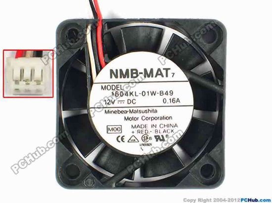 85045 NMB-MAT / Minebea 1604KL-01W-B49 Server - Square Fan M00, sq40xx40x10, w200x3x3, 12V 0.16A NMB-MAT / Minebea 1604KL-01W-B49 Server - Square Fan 