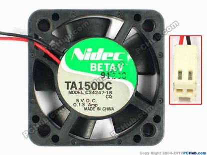 85056 Nidec C34247-16 Server - Square Fan CQ, sq40x40x10, w180x2x2, 5V 0.13A Nidec C34247-16 Server - Square Fan 
