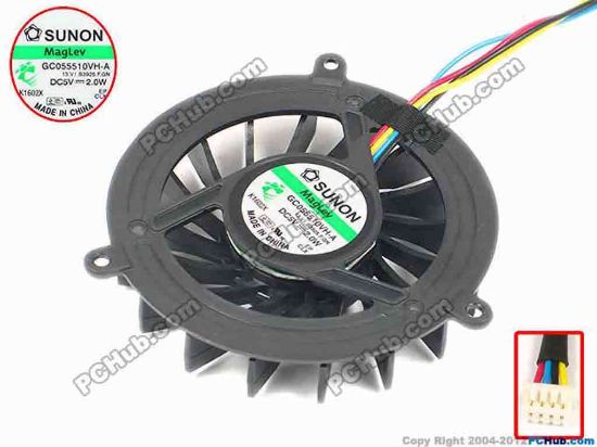85058 SUNON GC055510VH-A Cooling Fan  13.V1.B3925.F.GN, w60x4x4, 5V 2.0W, Bare fan SUNON GC055510VH-A Cooling Fan  