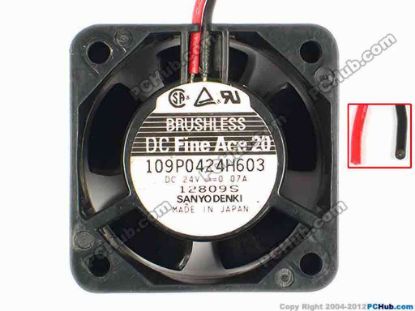 85061 Sanyo Denki 109P0424H603 Server - Square Fan sq40x40x20, w85x2, 24V 0.07A Sanyo Denki 109P0424H603 Server - Square Fan 