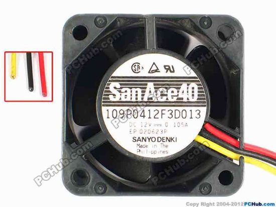 85063 Sanyo Denki 109P0412F3D013 Server - Square Fan sq40x40x28, w30x3, 12V 0.105A Sanyo Denki 109P0412F3D013 Server - Square Fan 