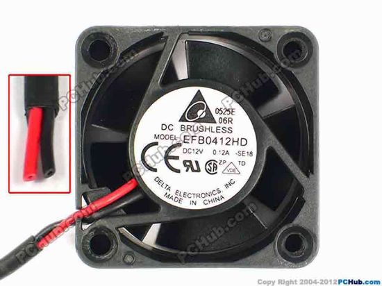 85070 Delta Electronics EFB0412HD Server - Square Fan -SE18, sq40x40x20, w80x2, 12V 0.12A Delta Electronics EFB0412HD Server - Square Fan 