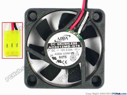 85117 ADDA AD0412MB-G76 Server - Square Fan 1BTL4, sq40x40x10, w40x3x3, 12V 0.08A ADDA AD0412MB-G76 Server - Square Fan 