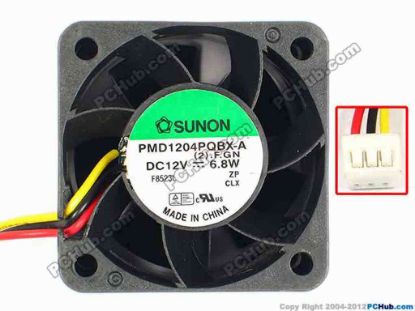 85121 SUNON PMD1204PQBX-A Server - Square Fan (2).F.GN, sq40x40x28, w60x3x3, 12V 6.8W SUNON PMD1204PQBX-A Server - Square Fan 