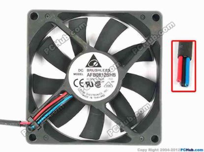 85124 Delta Electronics AFB0812SHB Server - Square Fan -F00, sq80x80x15, w120x3, 12V 0.4A Delta Electronics AFB0812SHB Server - Square Fan 