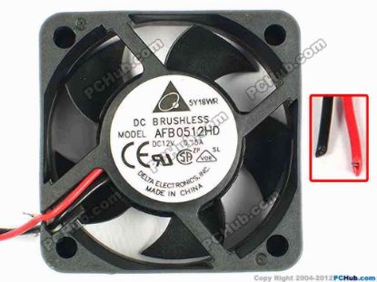85143 Delta Electronics AFB0512HD Server - Square Fan sq50x50x20, w50x2, 12V 0.15A Delta Electronics AFB0512HD Server - Square Fan 