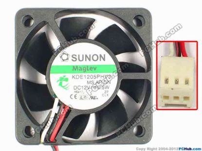 85145 SUNON KDE1205PHV3 Server - Square Fan MS.AR.GN, sq50x50x15, w200x3x3, 12V 0.5W SUNON KDE1205PHV3 Server - Square Fan 