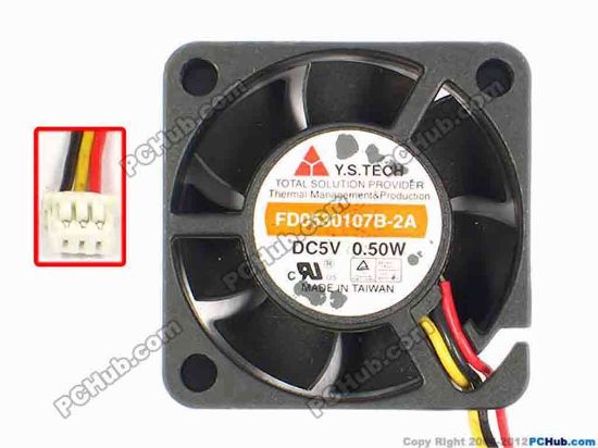 85153 Y.S TECH FD0530107B-2A Server - Square Fan sq30x30x10, w40x3x3, 5V 0.5W Y.S TECH FD0530107B-2A Server - Square Fan 