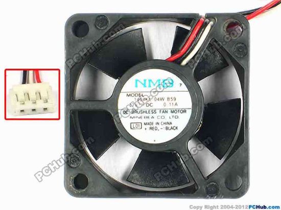 85175 NMB-MAT / Minebea 1404KL-01W-B59 Server - Square Fan L01, sq35x35x10, w60x3x3, 12V 0.11A NMB-MAT / Minebea 1404KL-01W-B59 Server - Square Fan 