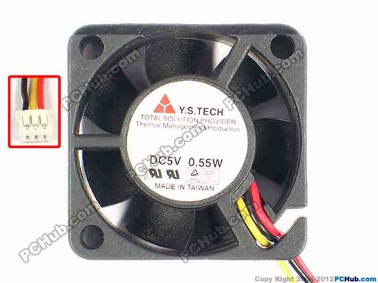85178 Y.S TECH FD0530154B-2A Server - Square Fan sq30x30x15, w40x3x3, 5V 0.55W Y.S TECH FD0530154B-2A Server - Square Fan 