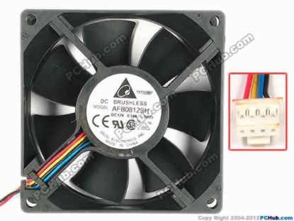 85191 Delta Electronics AFB0812MB Server - Square Fan -sp25, sq80x80x25, w120x4x4, 12V 0.51A Delta Electronics AFB0812MB Server - Square Fan 