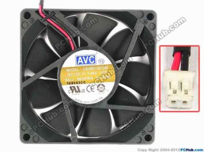 85200 AVC DS08015B12M Server - Square Fan -013, sq80x80x15, w70x2x2, 12V 0.48A AVC DS08015B12M Server - Square Fan 