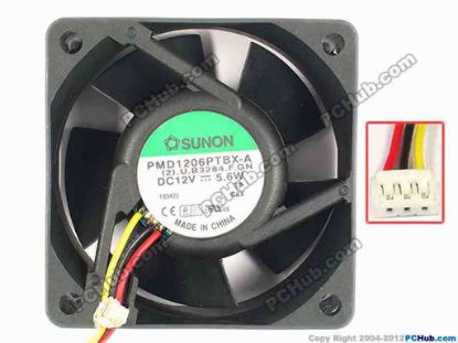 85208 SUNON PMD1206PTBX-A Server - Square Fan sq60x60x25, w60x3x3, 12V 5.6W SUNON PMD1206PTBX-A Server - Square Fan