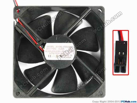 85221 NMB-MAT / Minebea 3610KL-05W-B60 Server - Square Fan F01, sq92x92x25, w160x2x2, 24V 0.26A  NMB-MAT / Minebea 3610KL-05W-B60 Server - Square Fan 