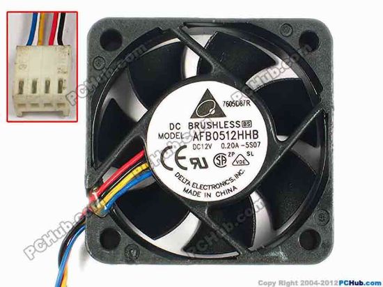 85632 Delta Electronics AFB0512HHB Server - Square Fan -5S07, sq50x15, w150x4x4, 12V 0.20A Delta Electronics AFB0512HHB Server - Square Fan 