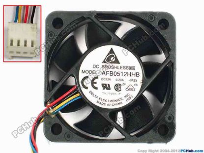 85637 Delta Electronics AFB0512HHB Server - Square Fan -6R23, sq50x15, w150x4x4, 12V 0.20A Delta Electronics AFB0512HHB Server - Square Fan 