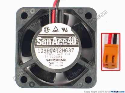 85698 Sanyo Denki 109P0412H637 Server - Square Fan sq40x20, W60X2X2, 12V 0.11A Sanyo Denki 109P0412H637 Server - Square Fan 