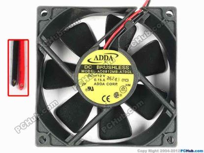 85710 ADDA AD0812MB-A70GL Server - Square Fan AD0812MB-A70GL, TC, sq80x80x25, w65x2, 12V 0.15A ADDA AD0812MB-A70GL Server - Square Fan 