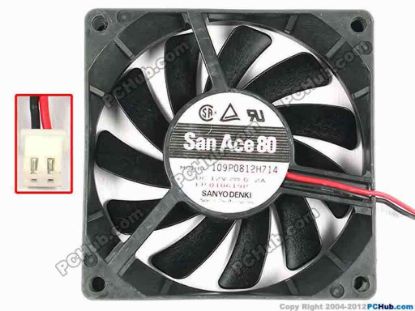 85715 Sanyo Denki 109P0812H714 Server - Square Fan 109P0812H714, sq80x80x15, w105x2x2, 12V 0.2A Sanyo Denki 109P0812H714 Server - Square Fan 