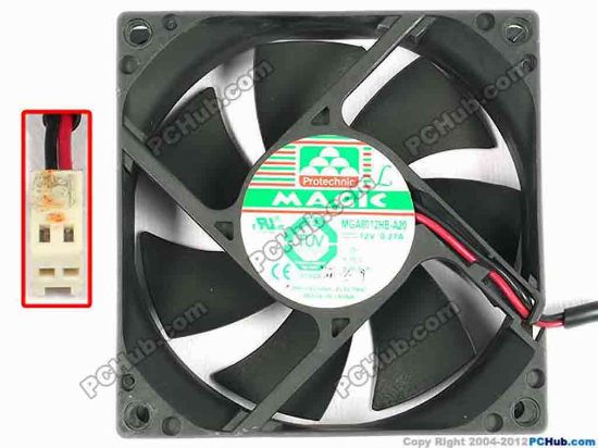 85721 Protechnic Magic MGA8012HB-A20 Server - Square Fan sq80x80x20, w75x2x2, 12V 0.27A Protechnic Magic MGA8012HB-A20 Server - Square Fan 