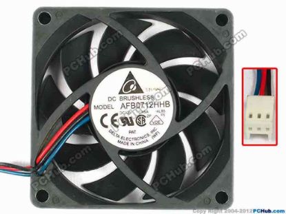 85725 Delta Electronics AFB0712HHB Server - Square Fan AFB0712HHB, -4L85, sq70x70x15, w105x3x3, 12V 0.45A Delta Electronics AFB0712HHB Server - Square Fan 