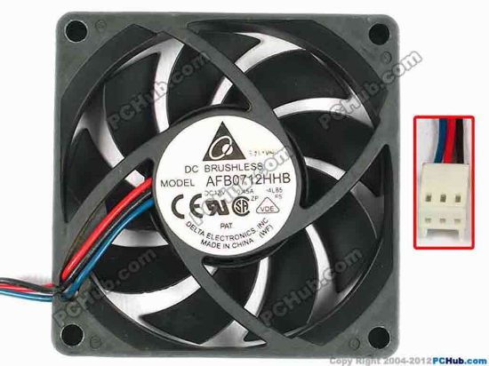 85725 Delta Electronics AFB0712HHB Server - Square Fan AFB0712HHB, -4L85, sq70x70x15, w105x3x3, 12V 0.45A Delta Electronics AFB0712HHB Server - Square Fan 
