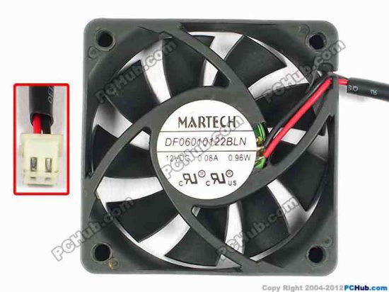 85734 MARTECH DF06010122BLN Server - Square Fan sq60x60x13, w70x2x2, 12V 0.08A 0.96W MARTECH DF06010122BLN Server - Square Fan 